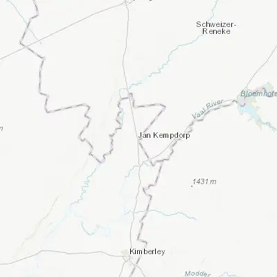 Map showing location of Jan Kempdorp (-27.922460, 24.830510)