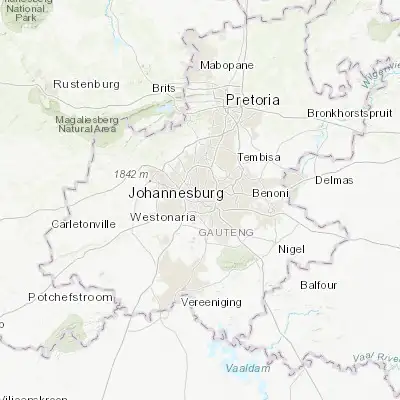 Map showing location of Johannesburg (-26.202270, 28.043630)