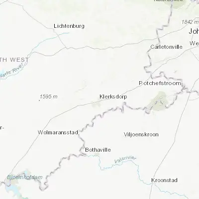 Map showing location of Klerksdorp (-26.852130, 26.666720)
