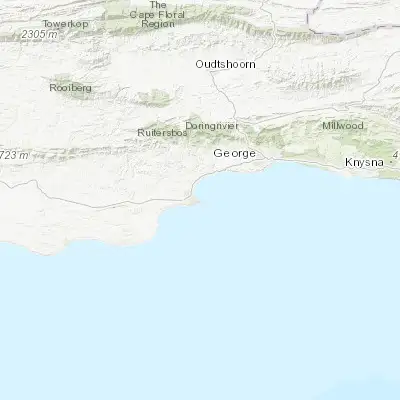 Map showing location of Mossel Bay (-34.183070, 22.146050)