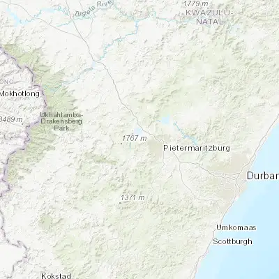 Map showing location of Mpophomeni (-29.568220, 30.186180)