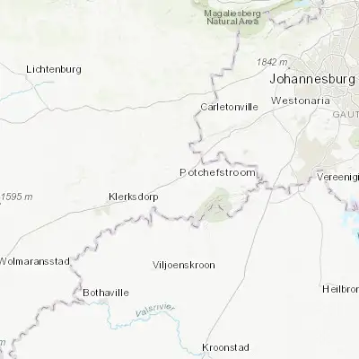 Map showing location of Potchefstroom (-26.716670, 27.100000)