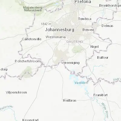 Map showing location of Vereeniging (-26.673130, 27.926150)