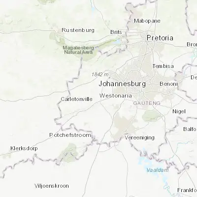 Map showing location of Westonaria (-26.319050, 27.648600)