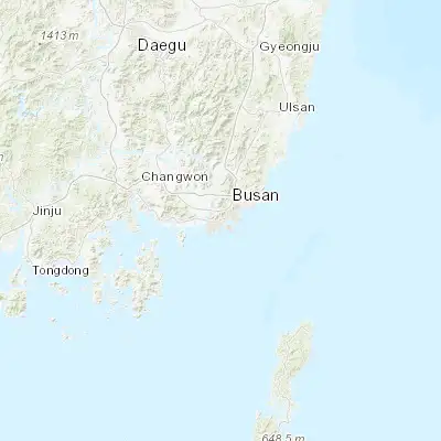 Map showing location of Busan (35.101680, 129.030040)