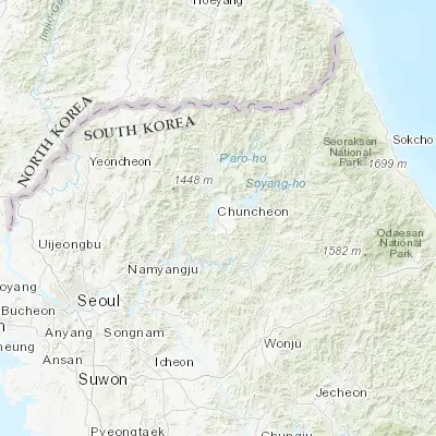 Map showing location of Chuncheon (37.874720, 127.734170)