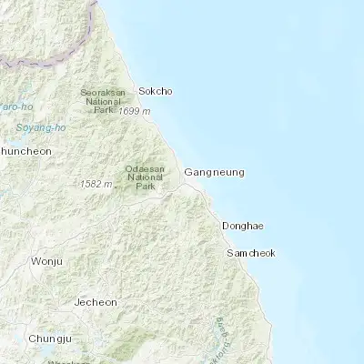 Map showing location of Gangneung (37.752660, 128.872390)