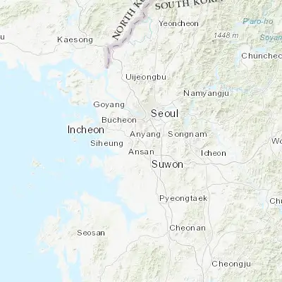 Map showing location of Gunpo (37.367500, 126.946940)