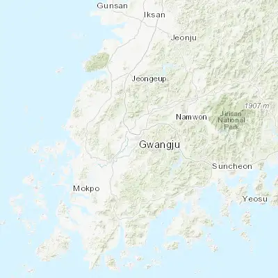 Map showing location of Gwangju (35.154720, 126.915560)