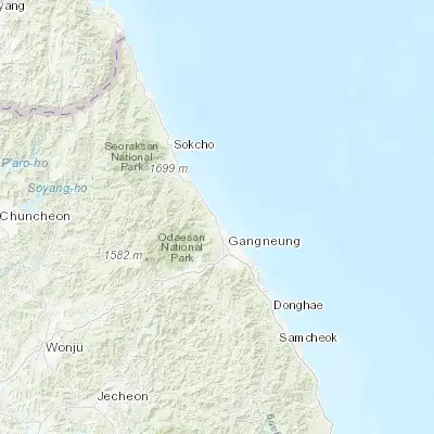 Map showing location of Jumunjin (37.891390, 128.825830)
