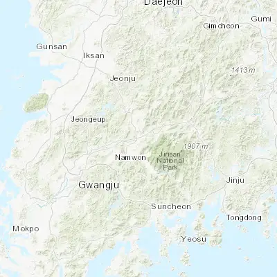 Map showing location of Nangen (35.410000, 127.385830)
