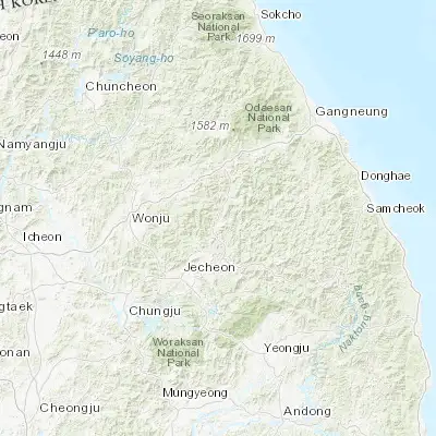 Map showing location of Pyeongchang (37.370280, 128.393060)