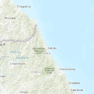 Map showing location of Sokcho (38.207010, 128.591810)