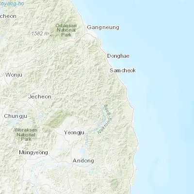 Map showing location of T’aebaek (37.175900, 128.988900)