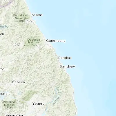 Map showing location of Tonghae (37.543890, 129.106940)