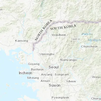 Map showing location of Yangju (37.833110, 127.061690)