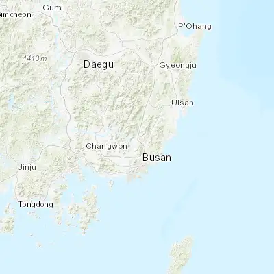 Map showing location of Yangsan (35.341990, 129.033580)