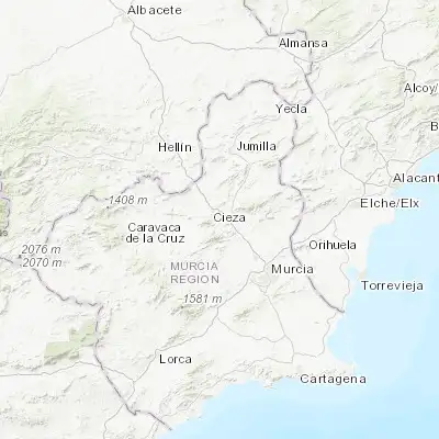 Map showing location of Abarán (38.205510, -1.399070)