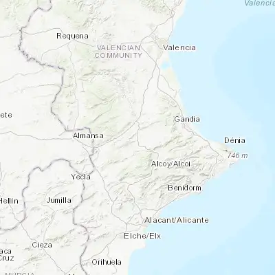 Map showing location of Aielo de Malferit (38.883330, -0.583330)