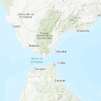 Map showing location of Algeciras (36.133260, -5.450510)
