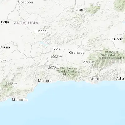 Map showing location of Alhama de Granada (37.006890, -3.989630)