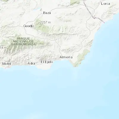 Map showing location of Almería (36.838140, -2.459740)