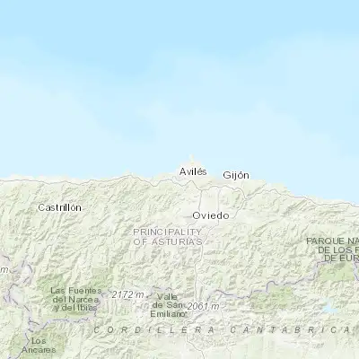Map showing location of Avilés (43.554730, -5.924830)