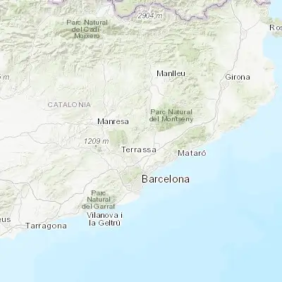 Map showing location of Caldes de Montbui (41.633330, 2.166670)