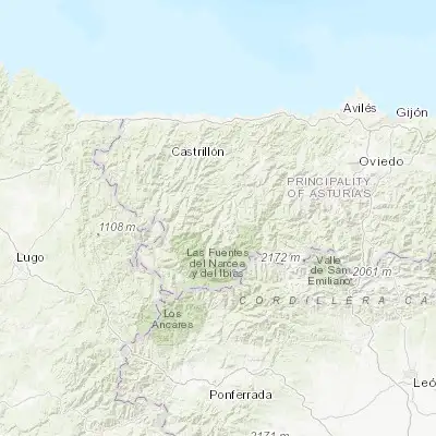 Map showing location of Cangas del Narcea (43.183330, -6.550000)