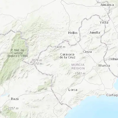 Map showing location of Caravaca (38.105580, -1.863430)