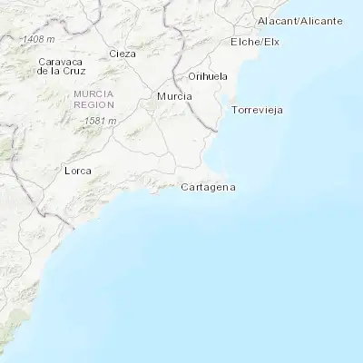 Map showing location of Cartagena (37.605120, -0.986230)