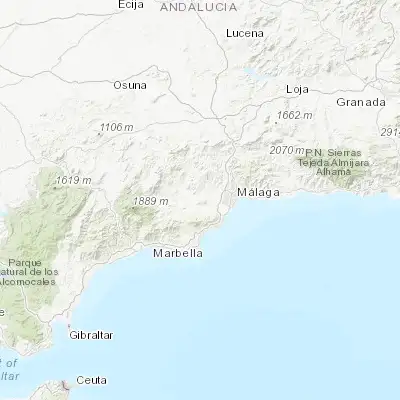 Map showing location of Cártama (36.710680, -4.632970)