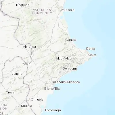 Map showing location of Cocentaina (38.739750, -0.439760)