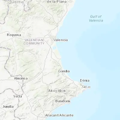 Map showing location of Cullera (39.166670, -0.250000)
