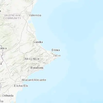 Map showing location of Denia (38.840780, 0.105740)
