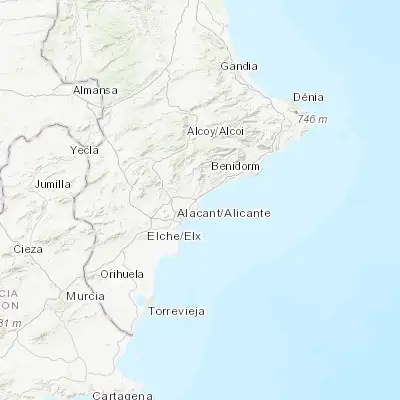 Map showing location of El Campello (38.428850, -0.397740)