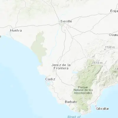 Map showing location of El Cuervo (36.852980, -6.037850)