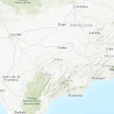 Map showing location of El Saucejo (37.072370, -5.098180)