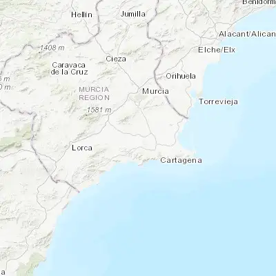 Map showing location of Fuente-Álamo de Murcia (37.723890, -1.169720)