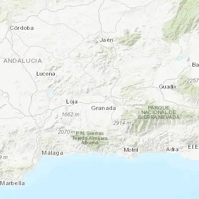 Map showing location of Fuente Vaqueros (37.220190, -3.782940)