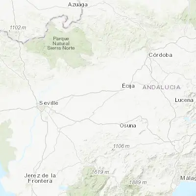 Map showing location of Fuentes de Andalucía (37.464090, -5.346150)