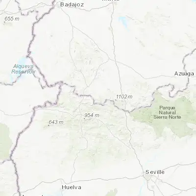 Map showing location of Fuentes de León (38.068660, -6.538840)