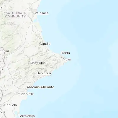 Map showing location of Gata de Gorgos (38.774430, 0.085380)