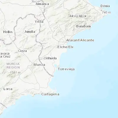 Map showing location of Guardamar del Segura (38.090310, -0.655560)