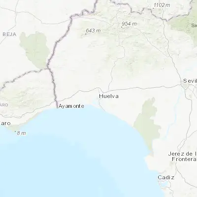 Map showing location of Huelva (37.266380, -6.940040)