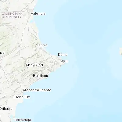Map showing location of Javea (38.783330, 0.166670)