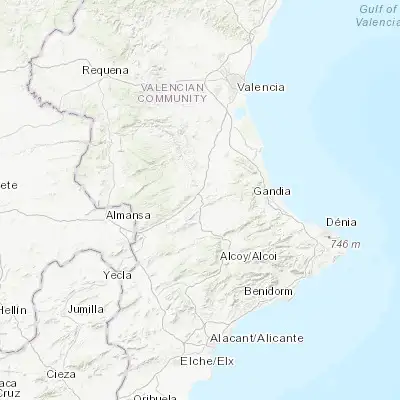 Map showing location of L'Alcúdia de Crespìns (38.966670, -0.583330)