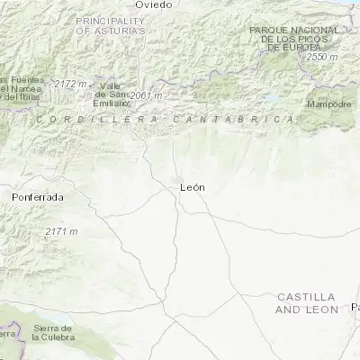 Map showing location of León (42.600030, -5.570320)