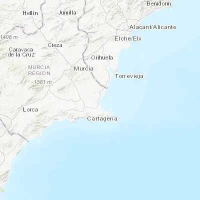 Map showing location of Los Alcázares (37.744250, -0.850410)
