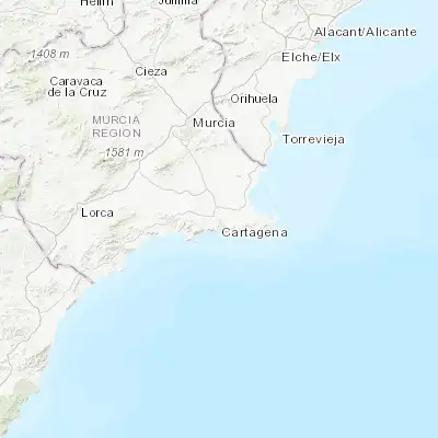 Map showing location of Los Gabatos (37.633330, -1.000000)